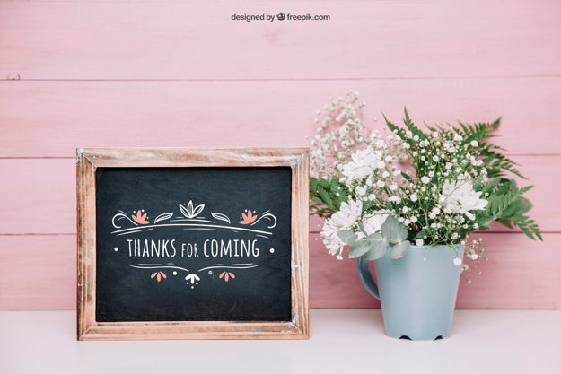 Botanical Mockup With Slate And Flower Pot Psd