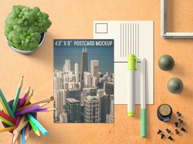 Both Side Of A Postcard Mock Up Psd