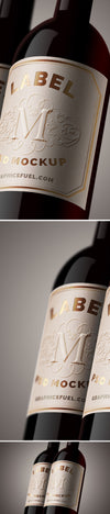 Wine Bottle Close-up Label Mockup PSD