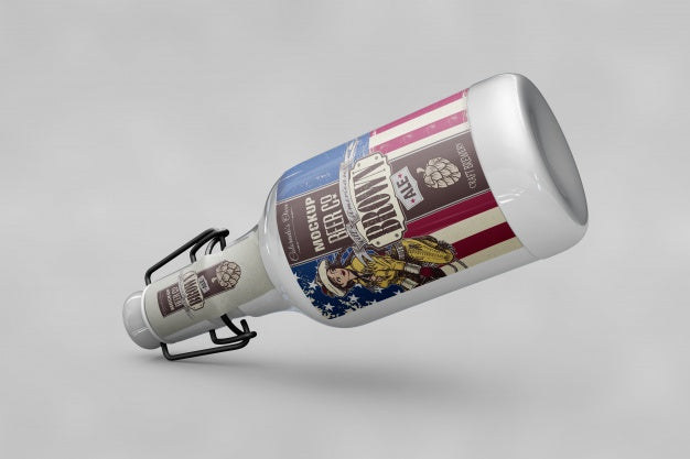 Bottle Mockup With Usa Flag Psd