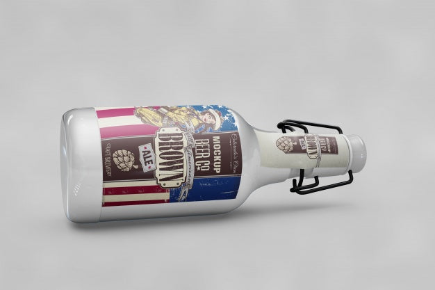 Bottle Mockup With Usa Flag Psd