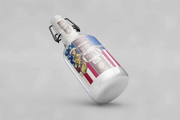 Bottle Mockup With Usa Flag Psd
