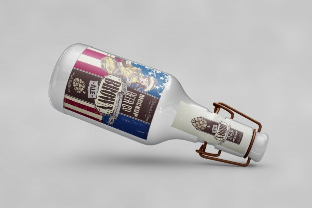 Bottle Mockup With Usa Flag Psd