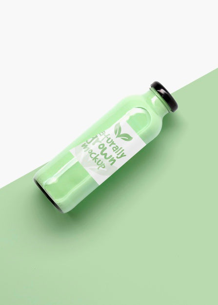 Bottle Of Green Fruit Smoothie Mock-Up Psd