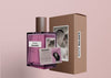 Bottle Of Perfume With Informational Card Psd
