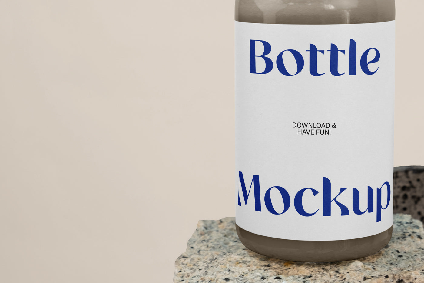 Bottle On Stone Mockup