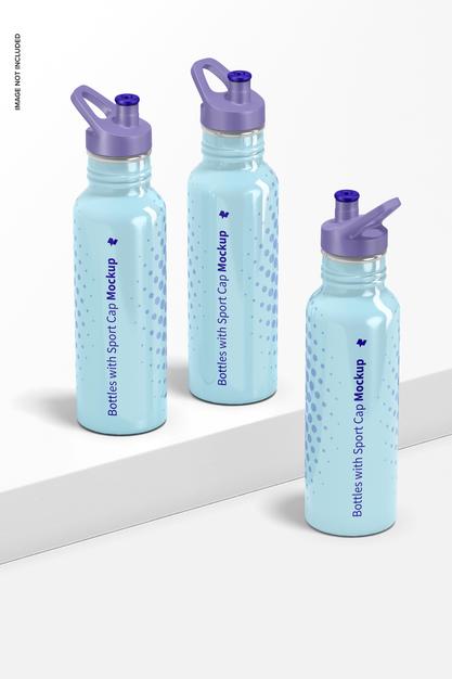 Bottles With Sport Cap Mockup Psd