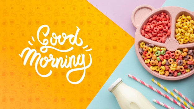 Bowl With Different Cereals And Bottle With Milk Psd