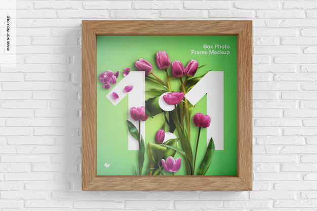 Box Photo Frame Mockup, Front View Psd
