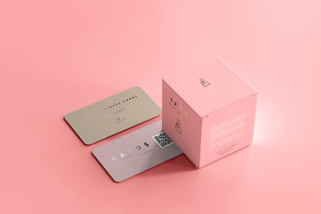 Box With Business Cards Mockup Psd
