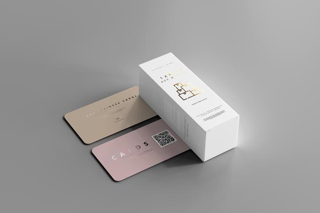 Box With Business Cards Mockup Psd