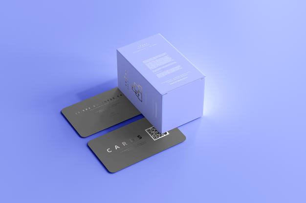 Box With Business Cards Mockup Psd