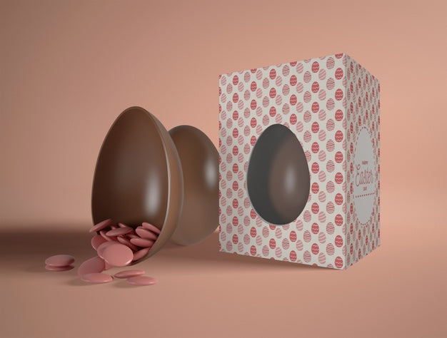 Box With Easter Chocolate Eggs Psd