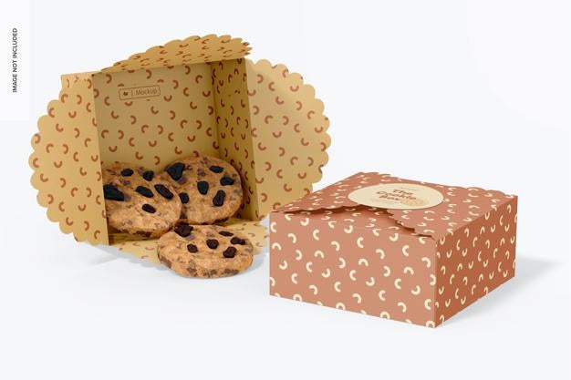 Boxes With Die Cut Edges Mockup, Opened And Closed Psd