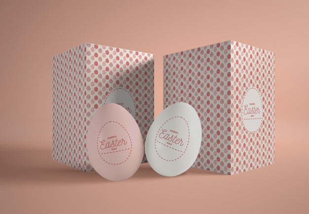 Boxes With Easter Eggs On Table Psd