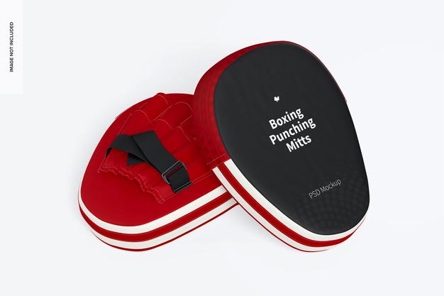 Boxing Punching Mitts Mockup, Leaned Psd