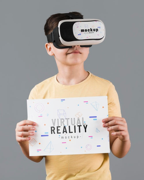 Boy Wearing Virtual Reality Headset Psd
