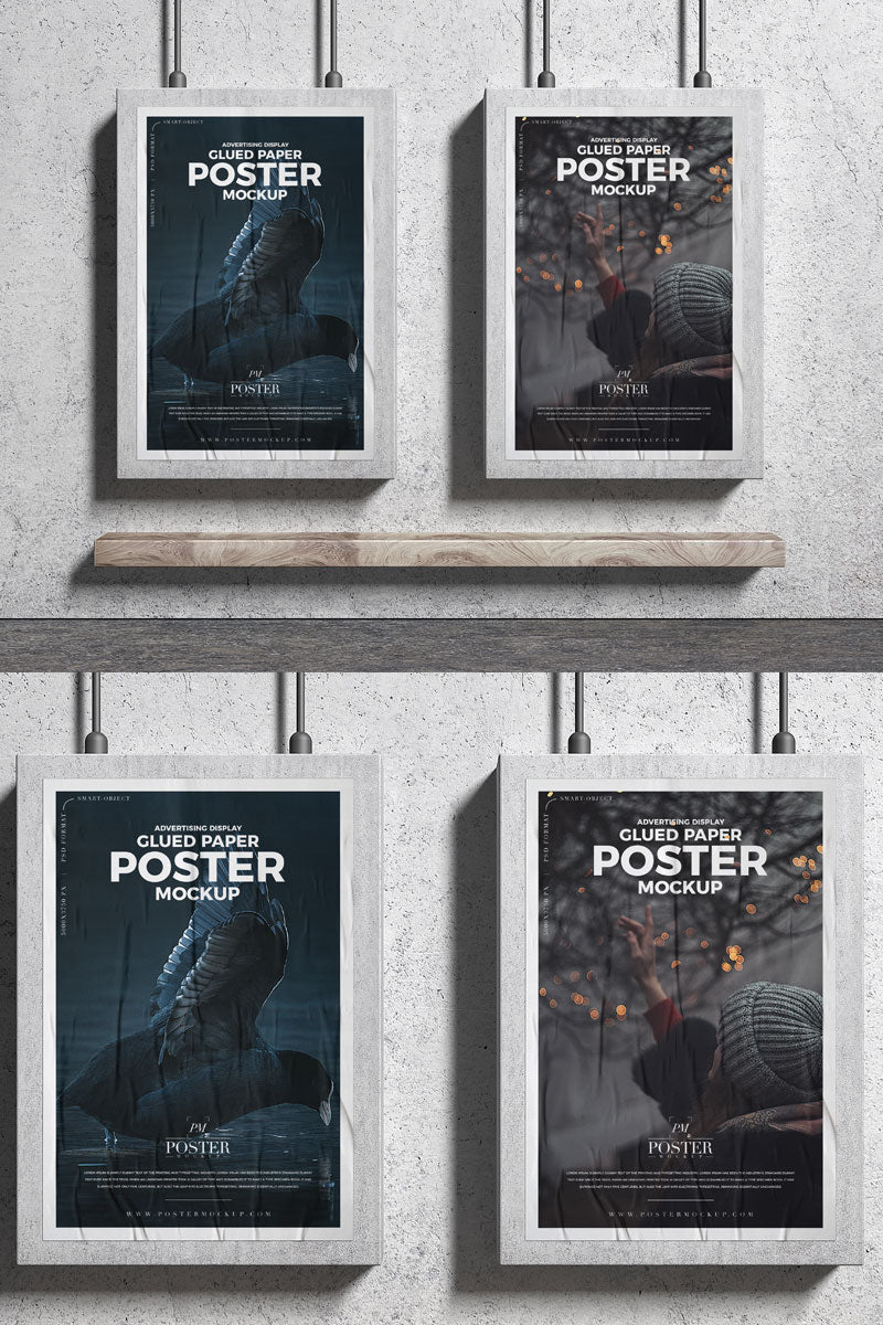 Branding Glued Paper Posters Mockup Psd