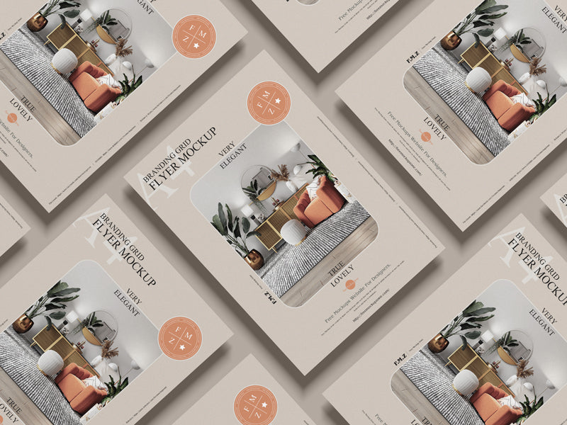 Branding Grid A4 Flyer Mockup