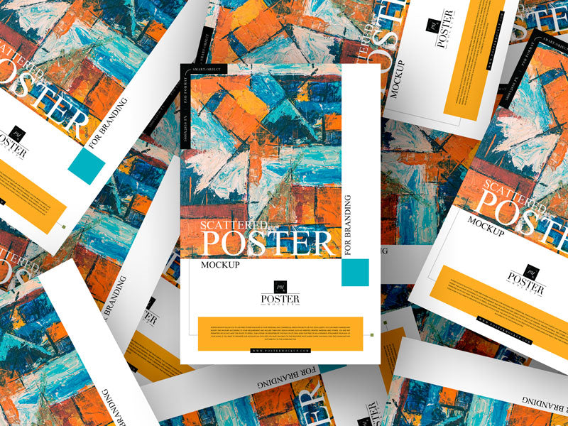 Branding Scattered Poster Mockup Psd