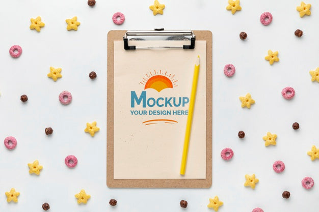 Breakfast Cereals With Clipboard Mock-Up Psd