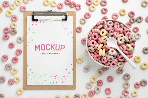Breakfast Cereals With Clipboard Mock-Up Psd