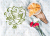 Breakfast In Bed With Croissants And Flowers Psd