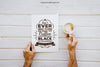 Breakfast Mockup With Hands Holding Coffee Psd