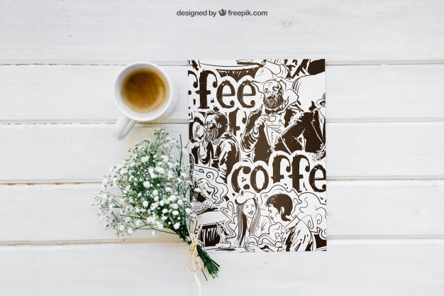 Breakfast Mockup With Paper And Coffee Psd