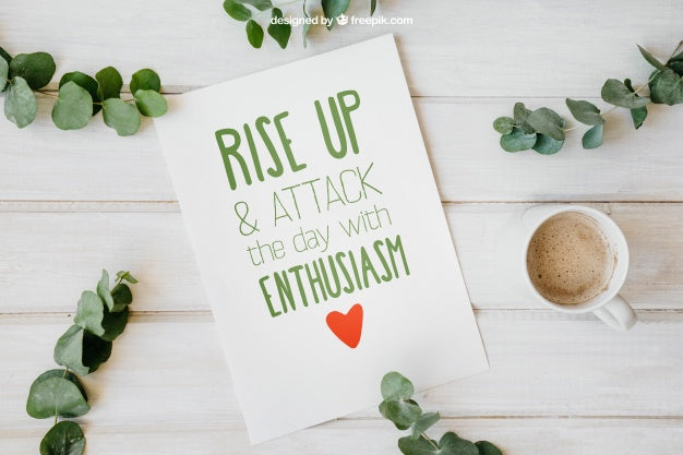 Breakfast Mockup With Paper And Leaves Psd