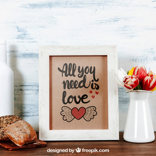 Breakfast Mockup With White Frame Psd