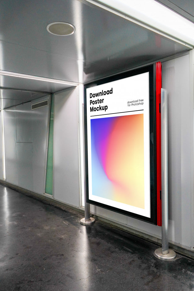 Bright Billboard Mockup In Underground Psd
