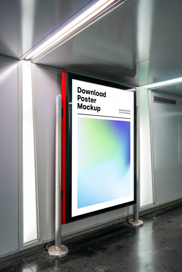 Bright Billboard Mockup In Underground Psd