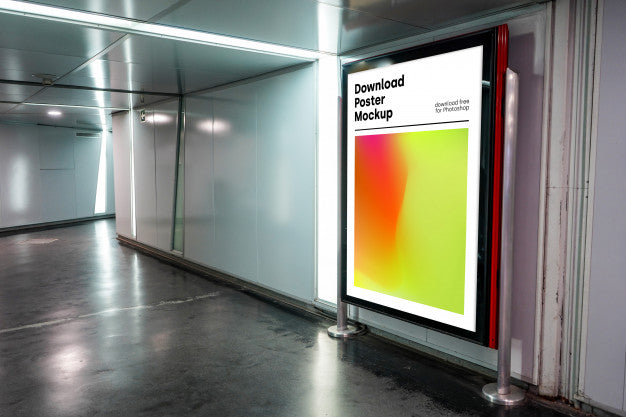 Bright Billboard Mockup In Underground Psd