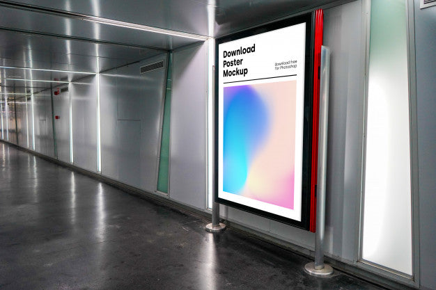 Bright Billboard Mockup In Underground Psd