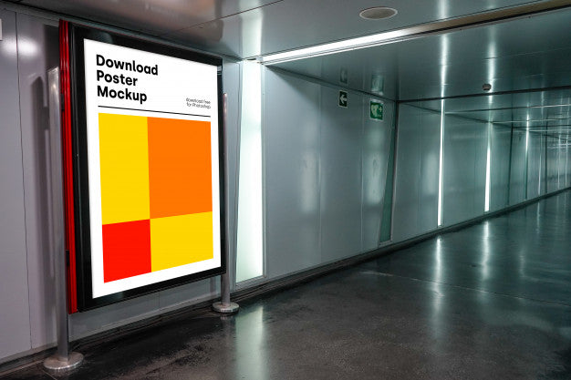 Bright Billboard Mockup In Underground Psd