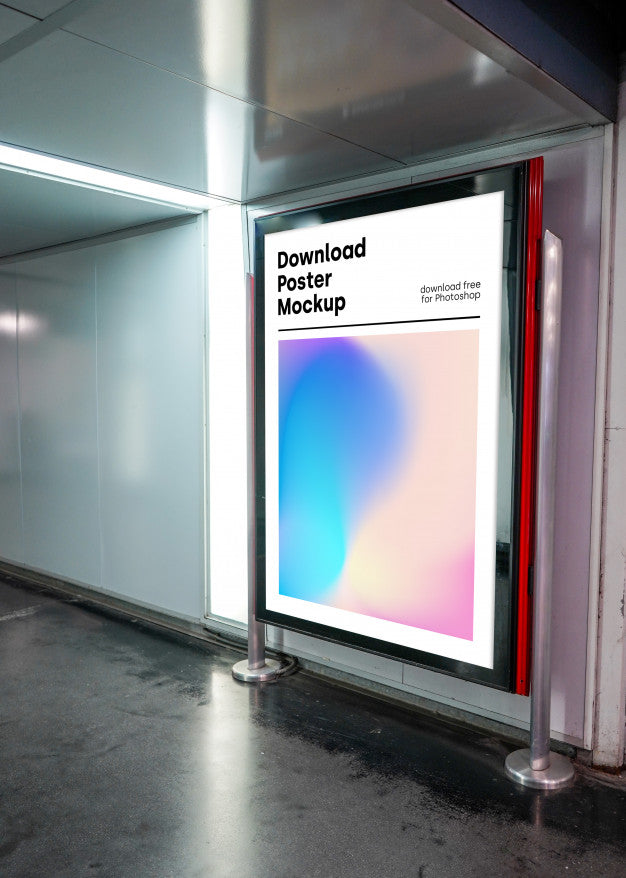 Bright Billboard Mockup In Underground Psd