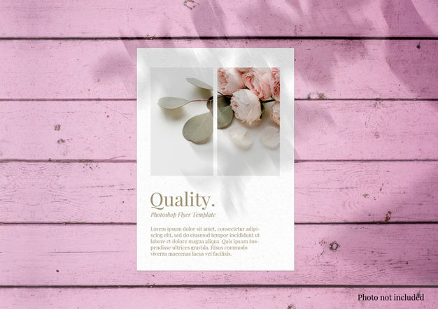 Brochure Mock Up On Pink Wood Surface Psd