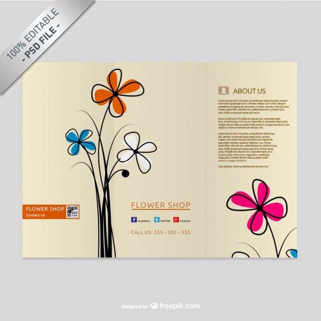 Brochure Template With Flowers Psd