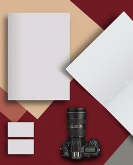 Brochure Title & Inside With Business Card Mockup