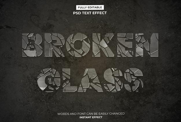 Broken Glass Text Effect Psd