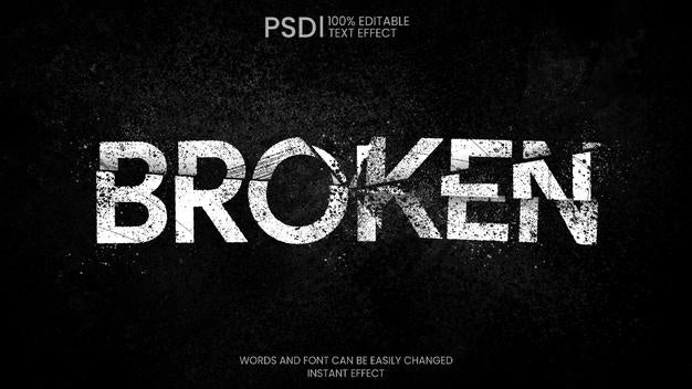 Broken Letters Text Effect Psd
