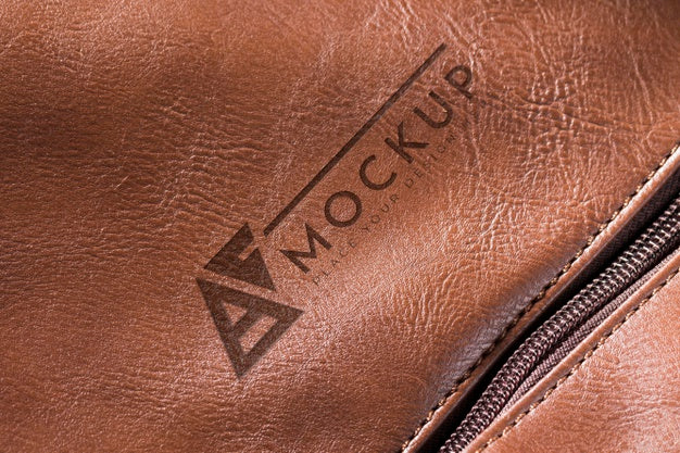 Brown Leather Surface Mock-Up With Zipper Psd