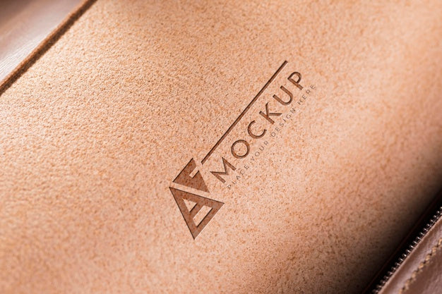Brown Leather Surface With Zipper Psd