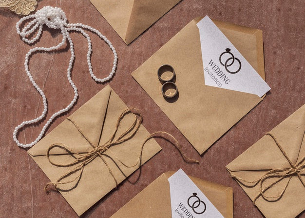 Brown Paper Envelopes Flat Lay Psd