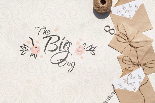 Brown Paper Envelopes With My Big Day Quote Lettering Psd