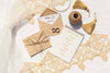 Brown Paper Envelopes With Wedding Rings Psd