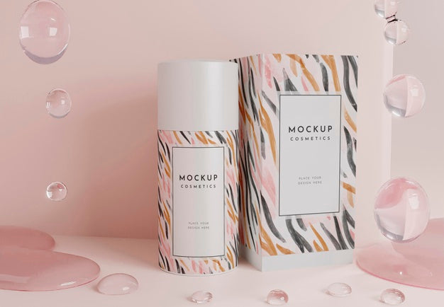 Bubbles And Cosmetic Container Psd