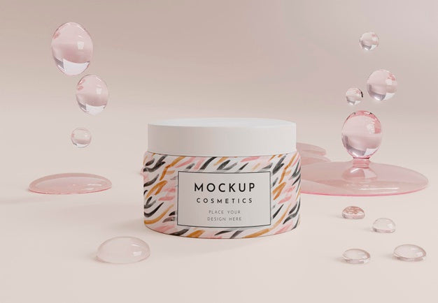 Bubbles And Cream Container Arrangement Psd