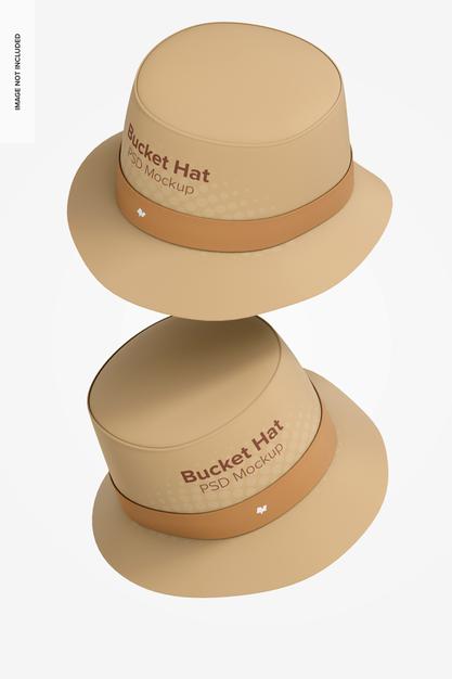 Bucket Hats Mockup, Falling Psd